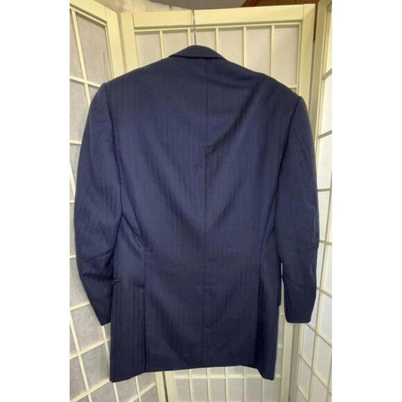 LEONARD LOGSDAIL Vintage Bespoke New York Navy Blue 2 BTN Men Sport Coat Blazer - Picture 2 of 15